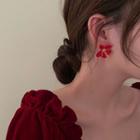 Flower Stud Earring 1 Pair - Silver Needle - Flower - Red - One Size