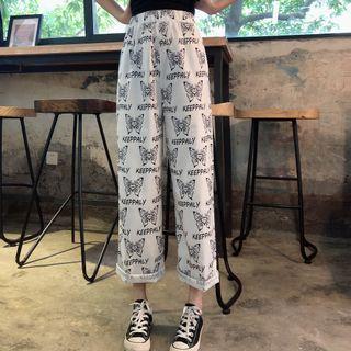 Short-sleeve Top / Butterfly Print Pants