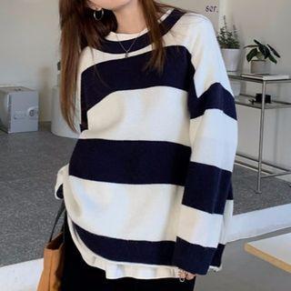 Striped Color Block Knit Top