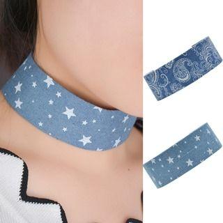 Printed Denim Choker