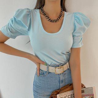 U-neck Puff-sleeve Top