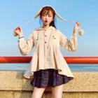 Embroidered Buttoned Hooded Jacket As Shown In Figure - 3xs
