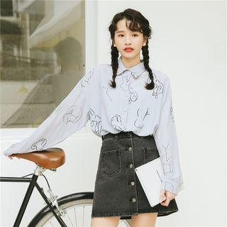 All Over Print Shirt Ash Blue - One Size
