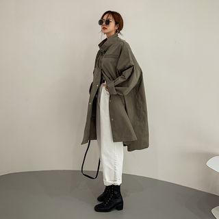 Belted-neck Snap-button Parka