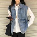 Elbow-sleeve T-shirt / Denim Vest