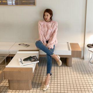 Chevron Faux-feather Pullover