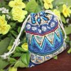 Patterned Linen Cotton Drawstring Pouch