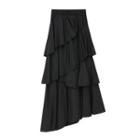 Asymmetric Chiffon A-line Midi Tiered Skirt
