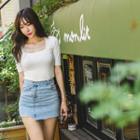 U-neck Ribbed Slim-fit Top