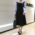Tie-waist Button-trim Jumper Dress