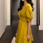 Long-sleeve  Midi A-line Dress