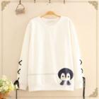 Penguin Patch Lace-up Fleece-lined Pullover