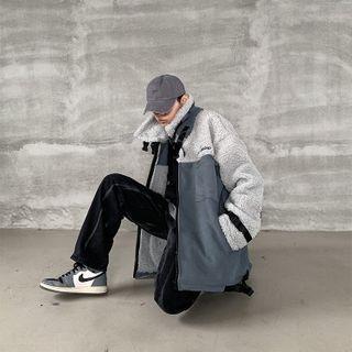 Fleece Panel Buckled Zip Jacket
