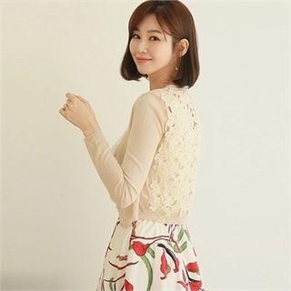 Lace-panel Cropped Cardigan
