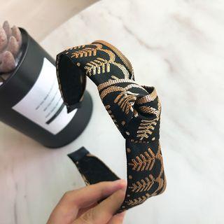 Embroidered Tree Knot Headband As Shown In Figure - One Size