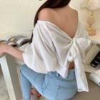 Bow-accent Puff-sleeve Off-shoulder Top