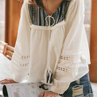 Panel Blouse White - One Size