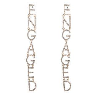 Rhinestone Engaged Lettering Dangle Earring