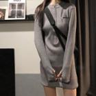 Long-sleeve Zip Mini Knit Dress