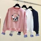 Dog Applique Mock Two-piece Pullover