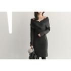 Scallop-trim Wrap-front Knit Dress