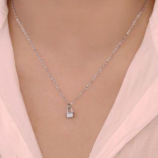 Rhinestone Necklace With Gift Box - 1 Pc - Silver - One Size