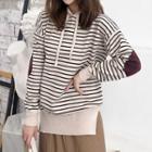 Hooded Stripe Color Panel Sweater