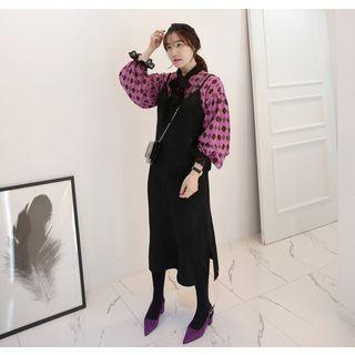 Spaghetti-strap Crochet-trim Long Pinafore Dress