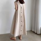 Cap-sleeve Button Back Midi Dress