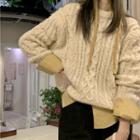 Long Sleeve Shirt / Round Neck Cable Knit Sweater