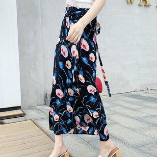 Floral A-line Midi Wrap Skirt