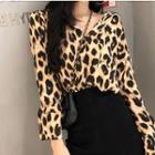 Leopard Print Shirt / Midi Knit Skirt