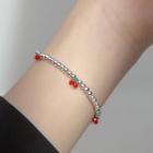 Sterling Silver Cherry Beaded Bracelet 1 Pc - S925silver - Silver - One Size