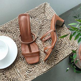 T-strap Faux-leather Mules