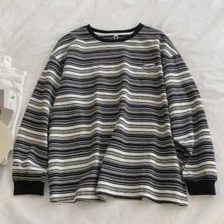 Striped Sweatshirt Stripe - Black & Beige - One Size