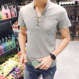 Short Sleeve Tie-neck T-shirt