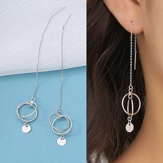 Hoop Sterling Silver Drop Ear Stud 1 Pair - Silver - One Size