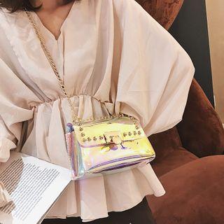 Studded Iridescent Pvc Crossbody Bag As Shown In Figure - One Size