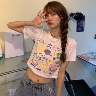 Printed Cropped Top/ Printed T-shirt