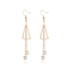 Fashion Simple Plated Rose Gold 316l Stainless Steel Geometric Tassel Earrings Rose Gold - One Size