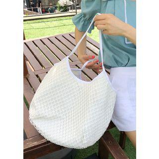 Net-overlay Canvas Shopper Bag