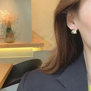 Rhinestone Irregular Cat Eye Stone Earring 1 Pair - 925 Silver - As Shown In Figure - One Size