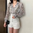Snakeskin Lapel Shirt / High-waist Shorts