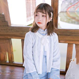 Bow Accent Cropped Light Jacket