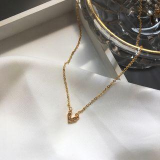 Rhinestone Heart Pendant Necklace 1 Pc - As Shown In Figure - One Size