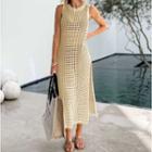 Sleeveless Crew Neck Cutout Beach Cover-up