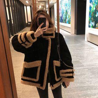 Long-sleeve Shearling Panel Coat