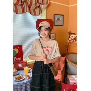 Peko Land Character Longline T-shirt Oatmeal - One Size