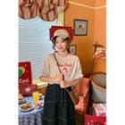 Peko Land Character Longline T-shirt Oatmeal - One Size