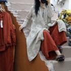 Linen Button Jacket Beige - One Size